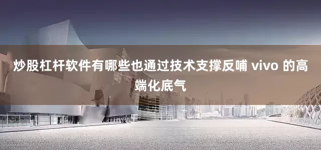 炒股杠杆软件有哪些也通过技术支撑反哺 vivo 的高端化底气