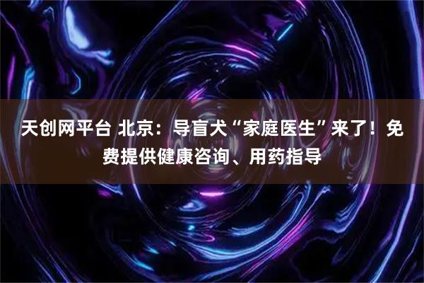 天创网平台 北京：导盲犬“家庭医生”来了！免费提供健康咨询、用药指导
